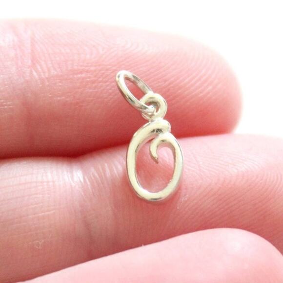 Sterling Silver Cursive O Initial Charm